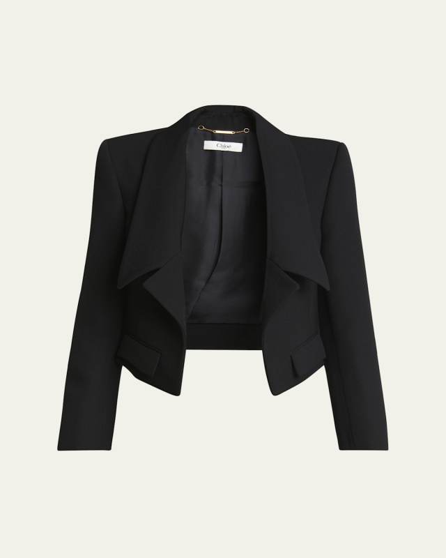 Wool Gabardine Crop Jacket